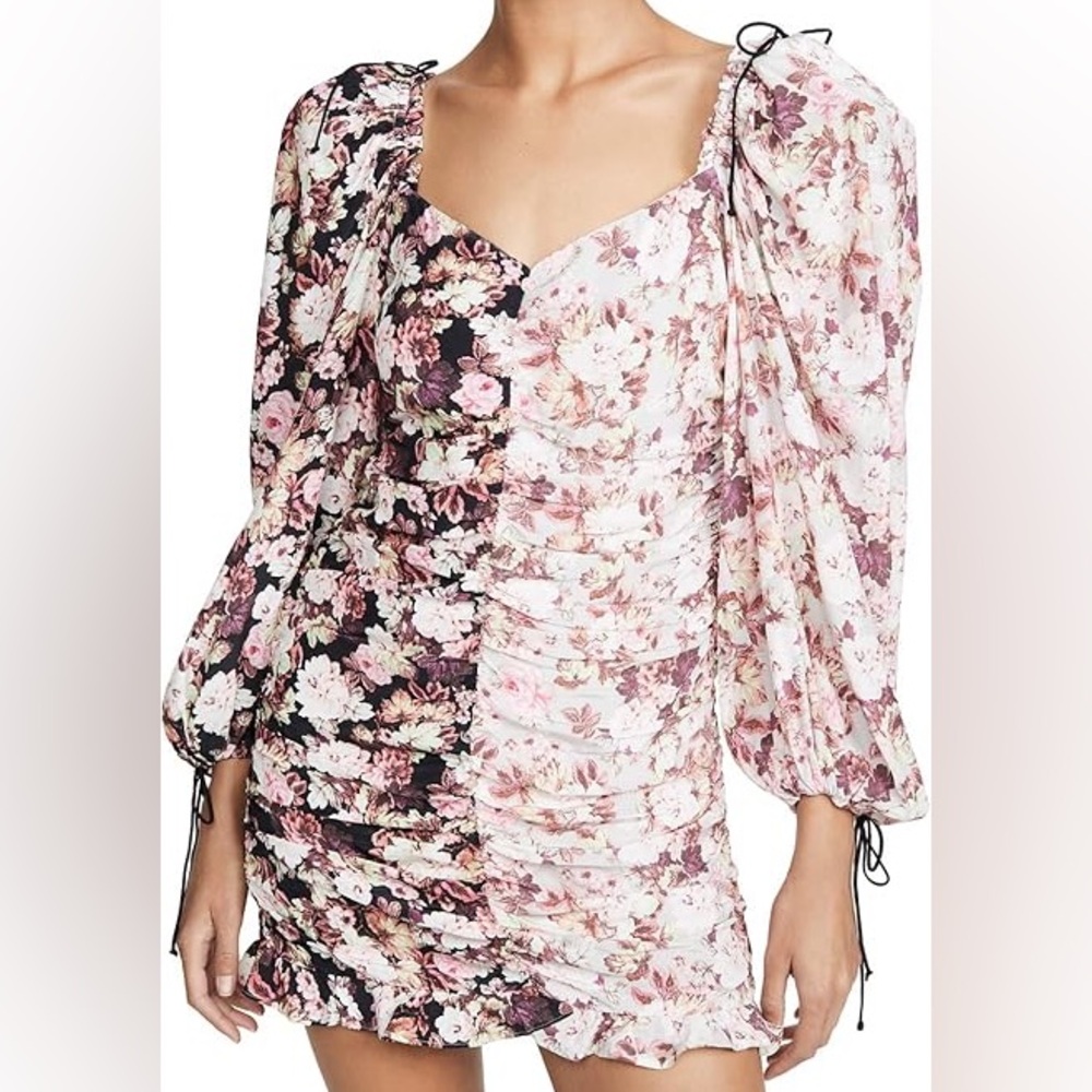 for love and lemons houston mini dress in black floral